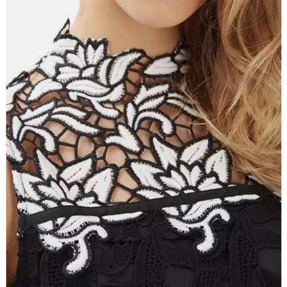 Topshop Floral Embroidered Black/ White Mini Dress - Picture 3 of 16